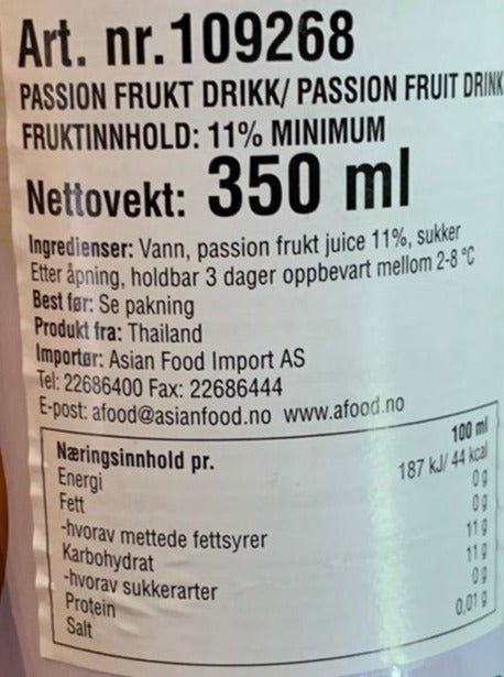 Kjøp Passion Fruit Drink - Foco, 350ml - Fodda.no Asiatisk Nettbutikk - Rask levering i hele Norge