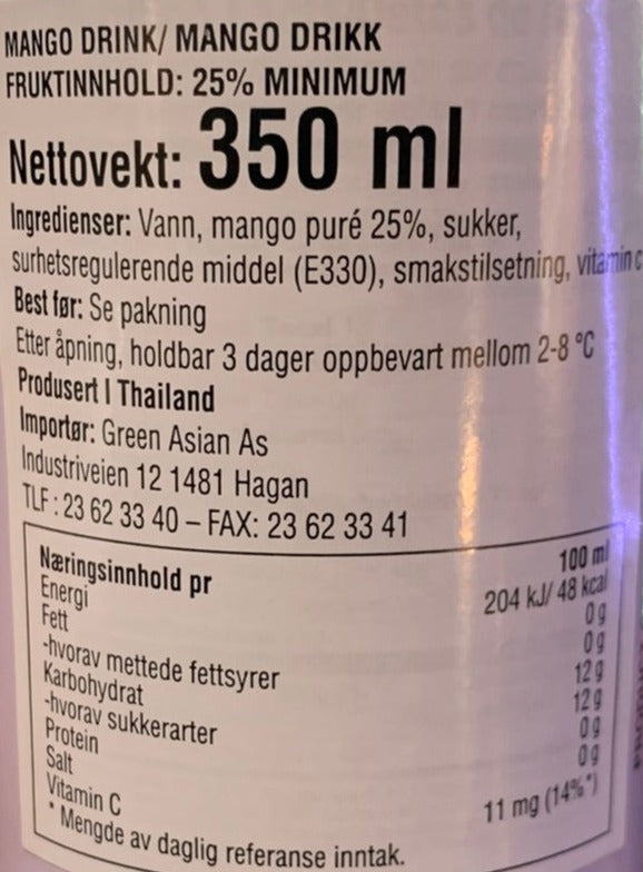 Kjøp Mango Drink - Foco, 350ml - Fodda.no Asiatisk Nettbutikk - Rask levering i hele Norge