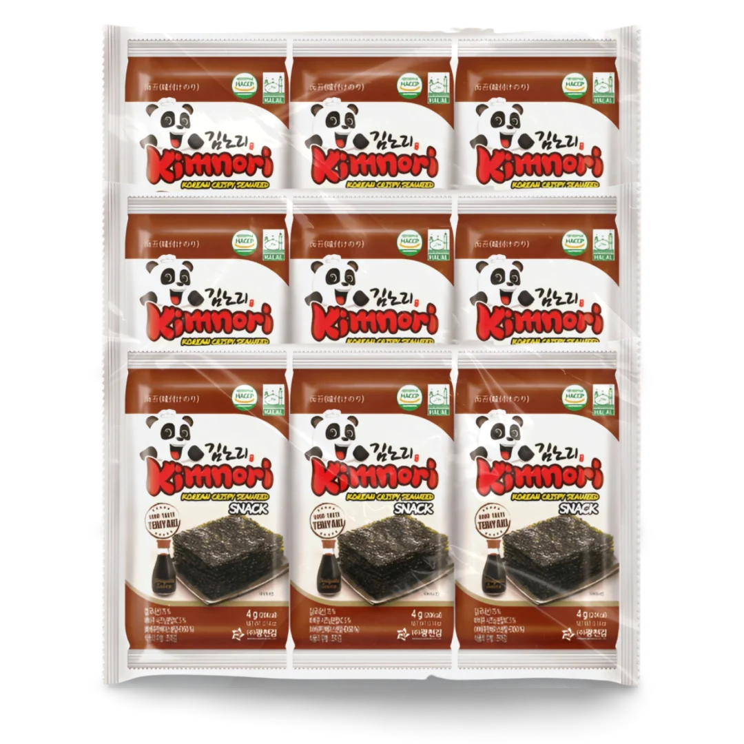 Kjøp 3stk. Kimnori Seasoned Seaweed Teriyaki, 3x4g (12g) på nett - Fodda.no Asiatiske nettbutikk