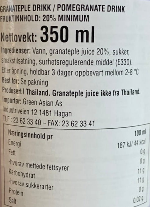 Kjøp Pomegranate Drink - Foco, 350ml - Fodda.no Asiatisk Nettbutikk - Rask levering i hele Norge