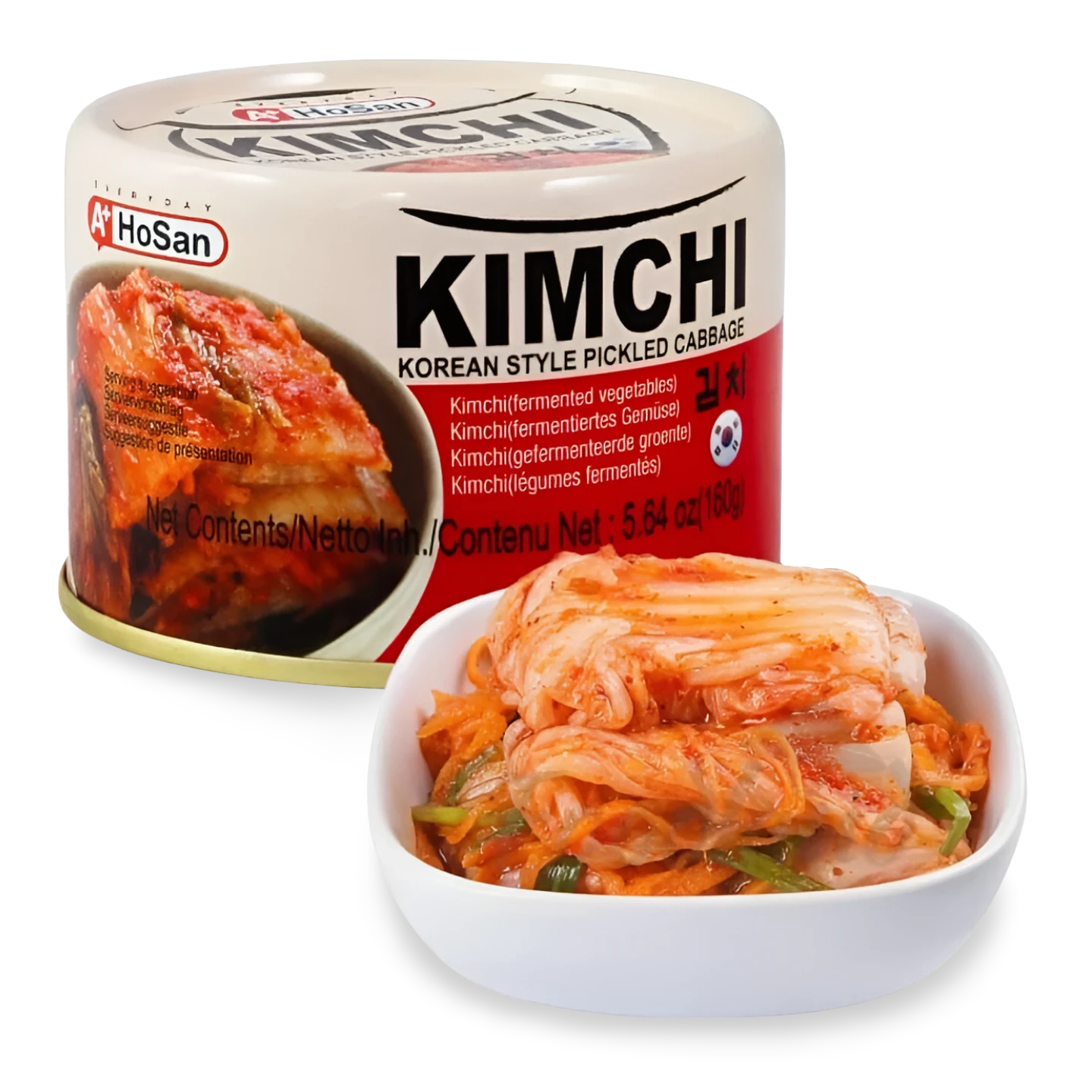 Kjøp A+ HoSan Kimchi Korean Style Pickled Cabbage, 4x160g på nett - Fodda.no Asiatiske nettbutikk