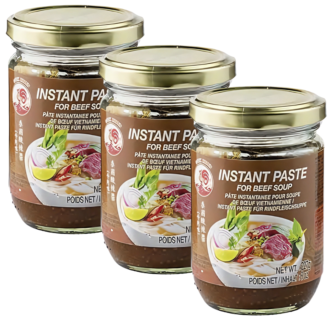 Kjøp Cock Brand Instant Paste for Beef Soup, 3x227g - Fodda.no Asiatisk Nettbutikk - Rask levering i hele Norge