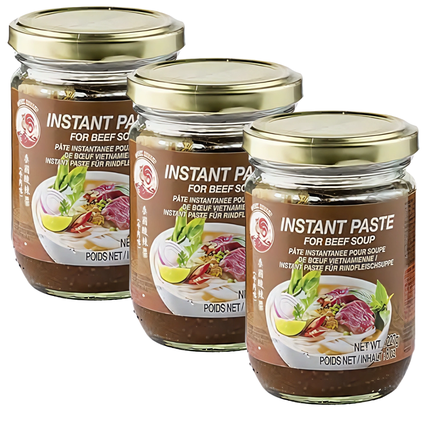 Kjøp Cock Brand Instant Paste for Beef Soup, 3x227g - Fodda.no Asiatisk Nettbutikk - Rask levering i hele Norge