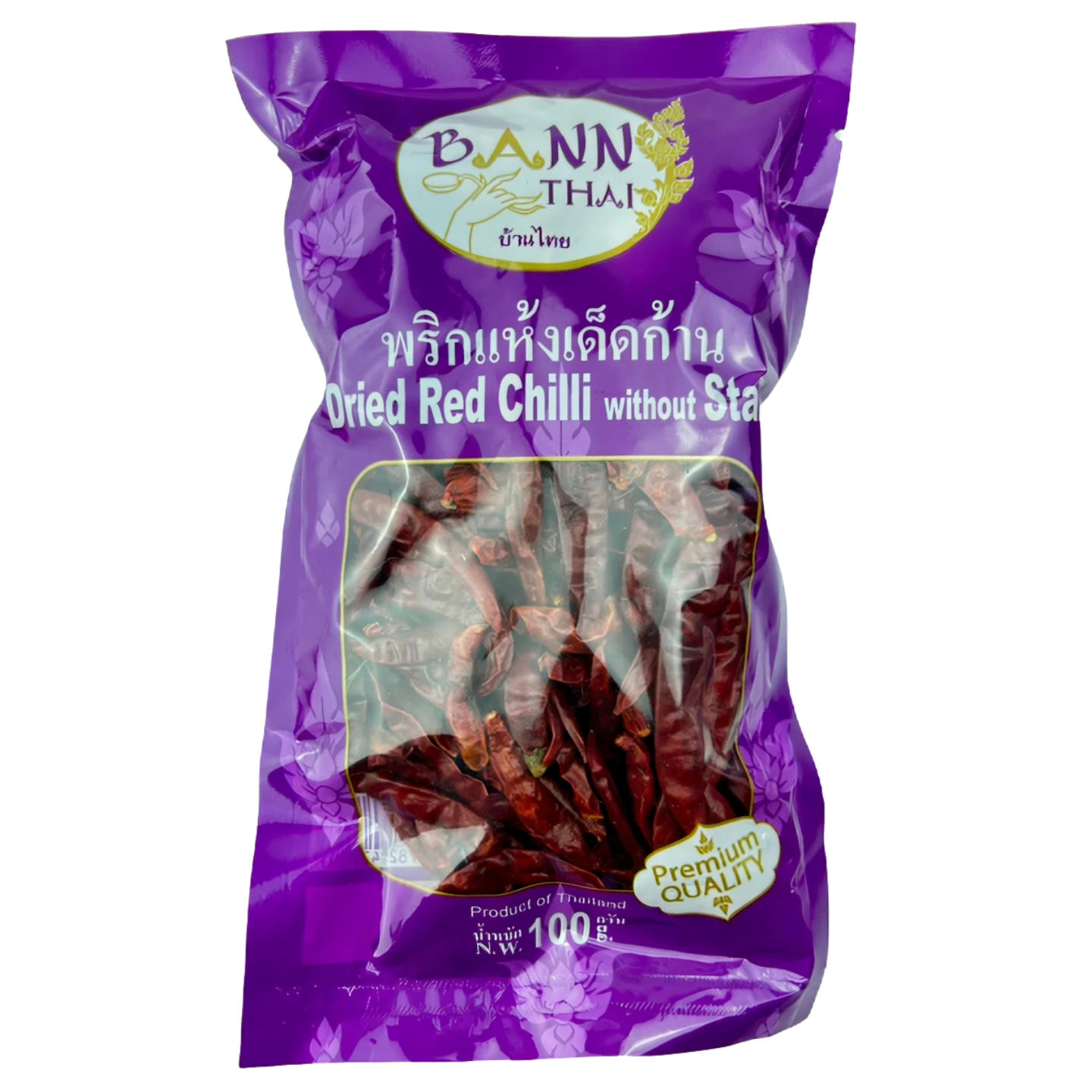 Kjøp BANN THAI Dried Red Chili Without Stalk, 100g på nett - Fodda.no Asiatiske nettbutikk