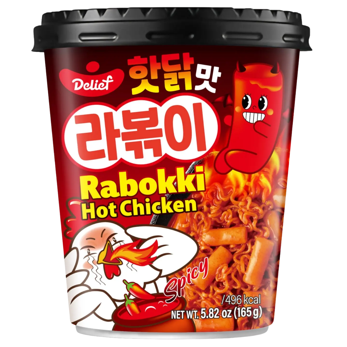 Kjøp Delief Rabokki Hot Chicken Spicy Flavour Cup, 165g på nett - Fodda.no Asiatiske nettbutikk