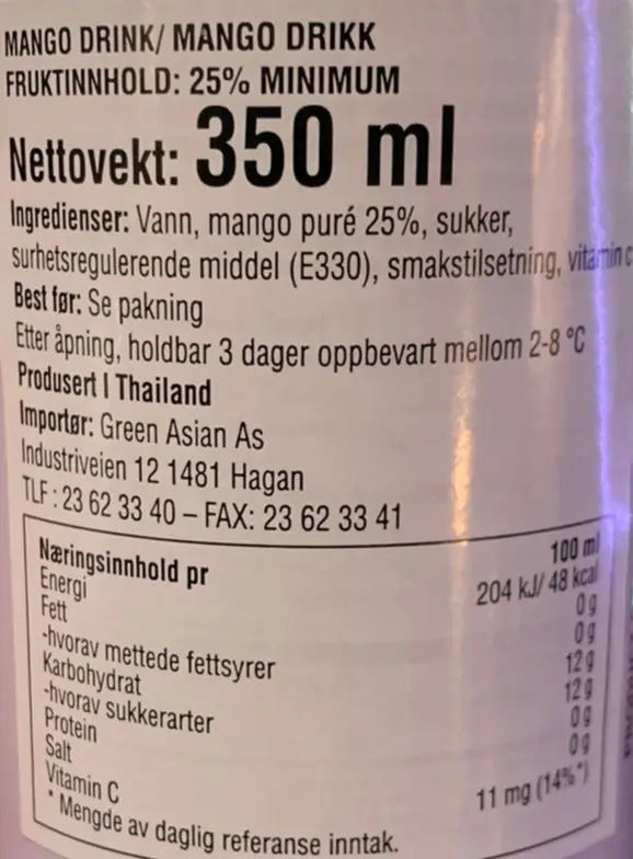 Kjøp Foco Mango Juice Drikk, 350ml på nett - Fodda.no Asiatiske nettbutikk