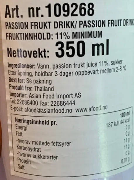 Kjøp Foco Passion Fruit Drikk, 350ml på nett - Fodda.no Asiatiske nettbutikk