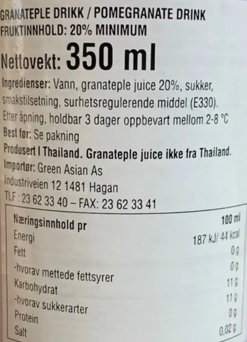 Kjøp Foco Pomegranate Nectar Drikk, 350ml på nett - Fodda.no Asiatiske nettbutikk