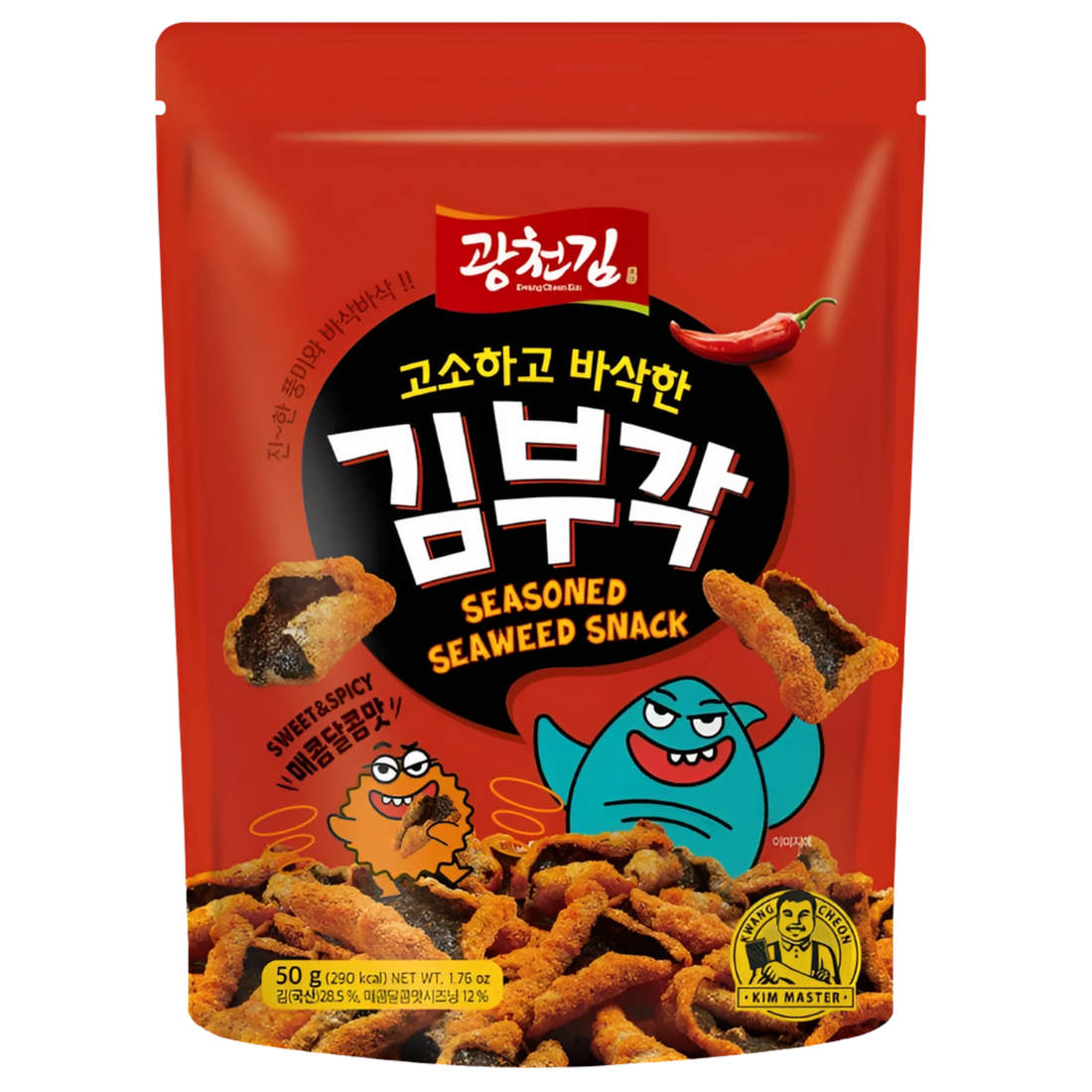 Kjøp Korean Seasoned Seaweed Chips Snack Sweet & Spicy - Kwang Cheong Kim, 50g - Fodda.no Asiatisk Nettbutikk - Rask levering i hele Norge