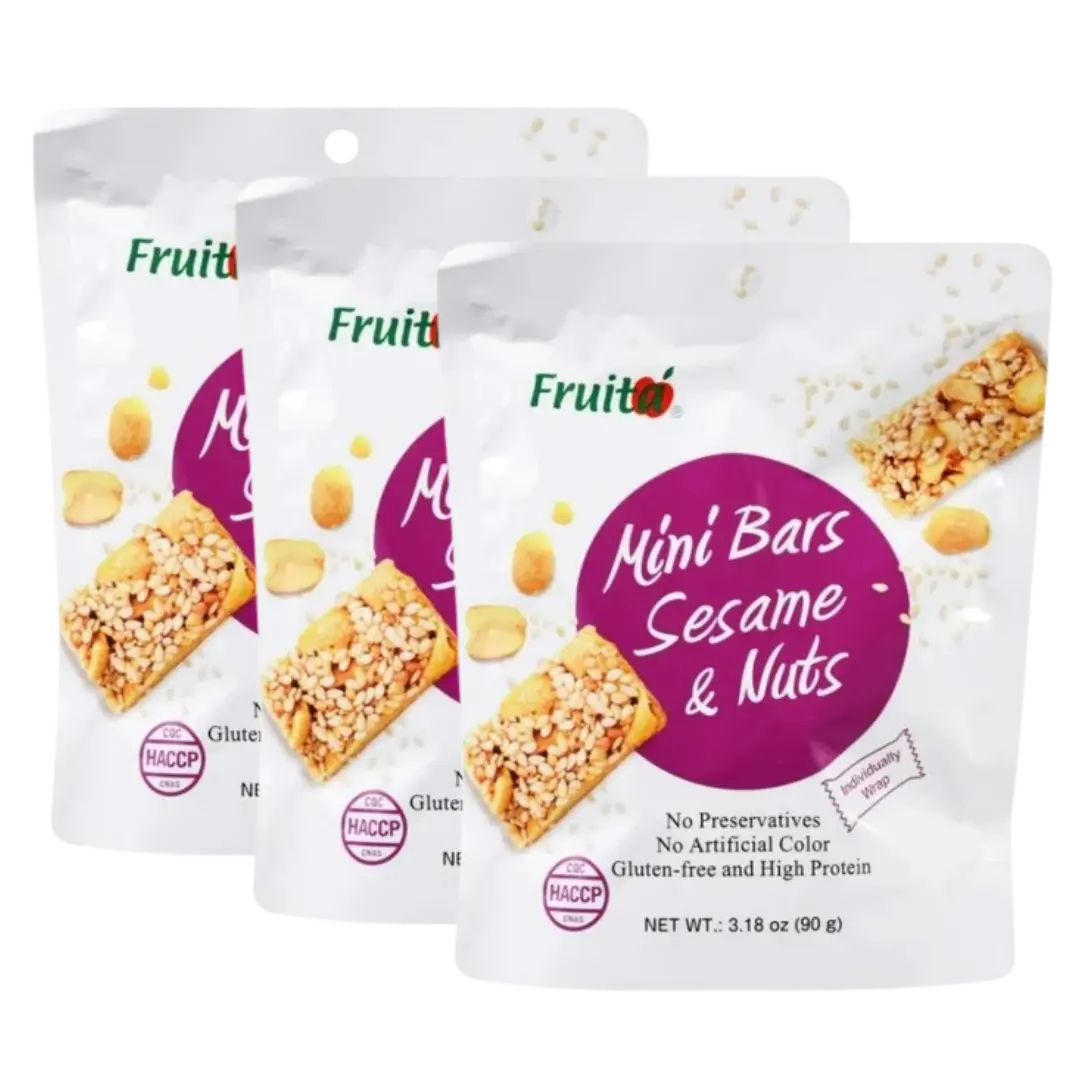 Kjøp Fruita Natural Sesame and Nuts Mini Bars Snack, 3x90g på nett - Fodda.no Asiatiske nettbutikk