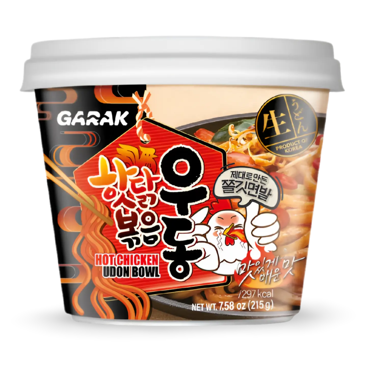 Kjøp GARAK Instant Hot Chicken Udon Bowl, 215g på nett - Fodda.no Asiatiske nettbutikk