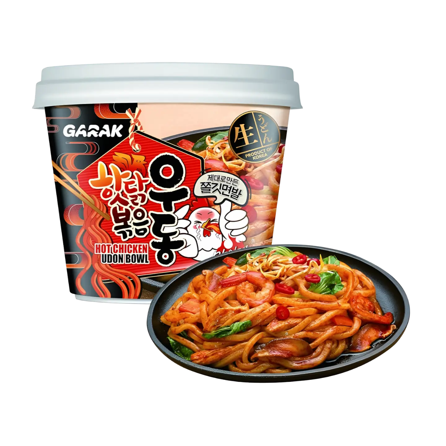 Kjøp GARAK Instant Hot Chicken Udon Bowl, 215g på nett - Fodda.no Asiatiske nettbutikk