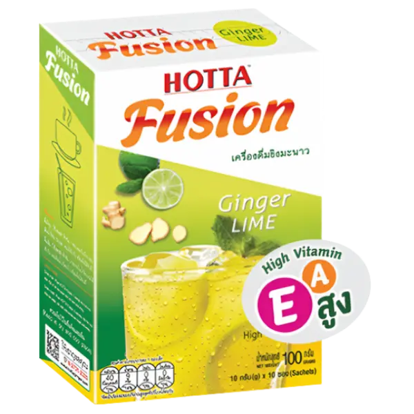 Kjøp HOTTA Fusion Ginger Lime Flavor 10-Sachets, 100g på nett - Fodda.no Asiatiske nettbutikk