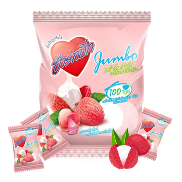 Kjøp HeartBeat Jumbo Lychee Flavored Candy 25pcs, 125g på nett - Fodda.no Asiatiske nettbutikk