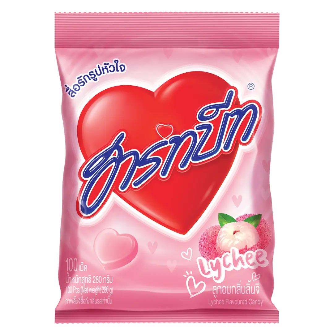 Kjøp HeartBeat Lychee Flavored Candy 100pcs, 280g på nett - Fodda.no Asiatiske nettbutikk