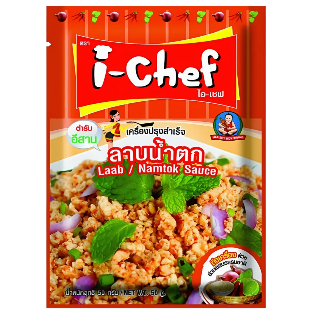 Kjøp I-chef Laab Namtok Seasoning Mix Sauce, 6x50g på nett - Fodda.no Asiatiske nettbutikk