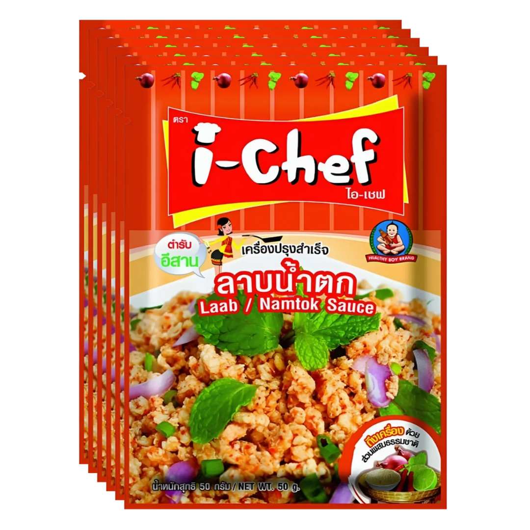 Kjøp I-chef Laab Namtok Seasoning Mix Sauce, 6x50g på nett - Fodda.no Asiatiske nettbutikk