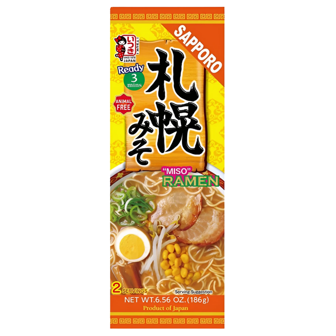 Kjøp Itsuki Sapporo Miso Ramen Noodles 2-servings, 186g på nett - Fodda.no Asiatiske nettbutikk