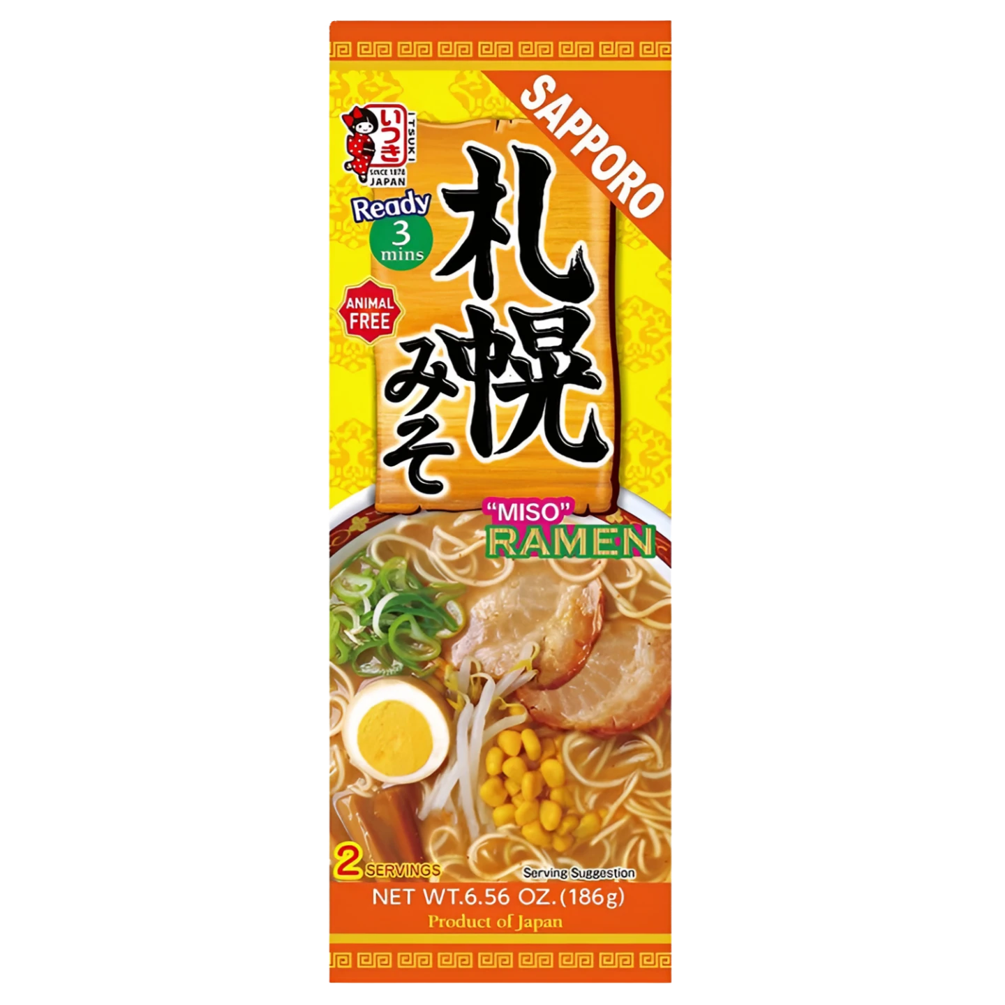 Kjøp Itsuki Sapporo Miso Ramen Noodles 2-servings, 186g på nett - Fodda.no Asiatiske nettbutikk