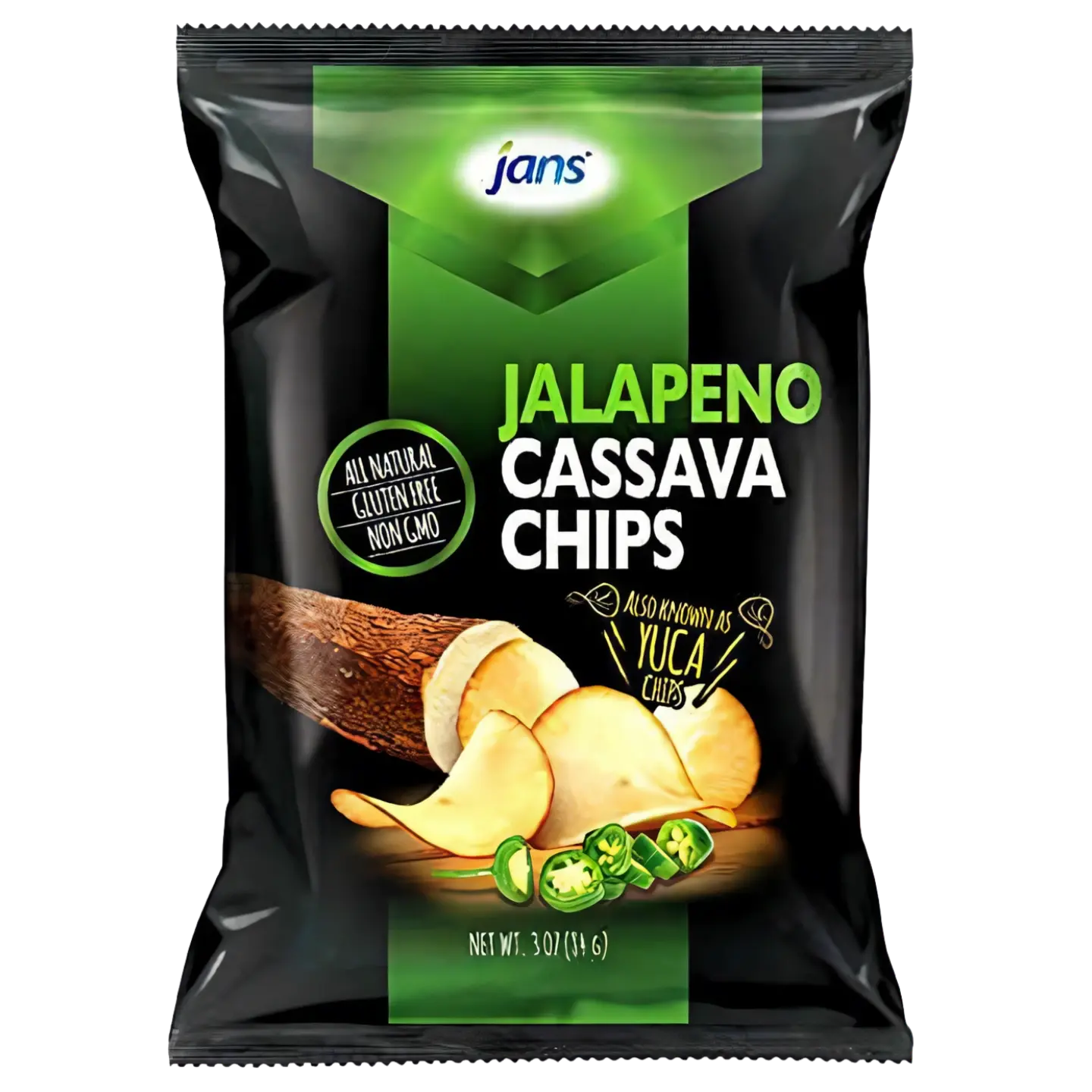 Kjøp Jans Cassava Chips Jalapeño Flavour, 84g på nett - Fodda.no Asiatiske nettbutikk