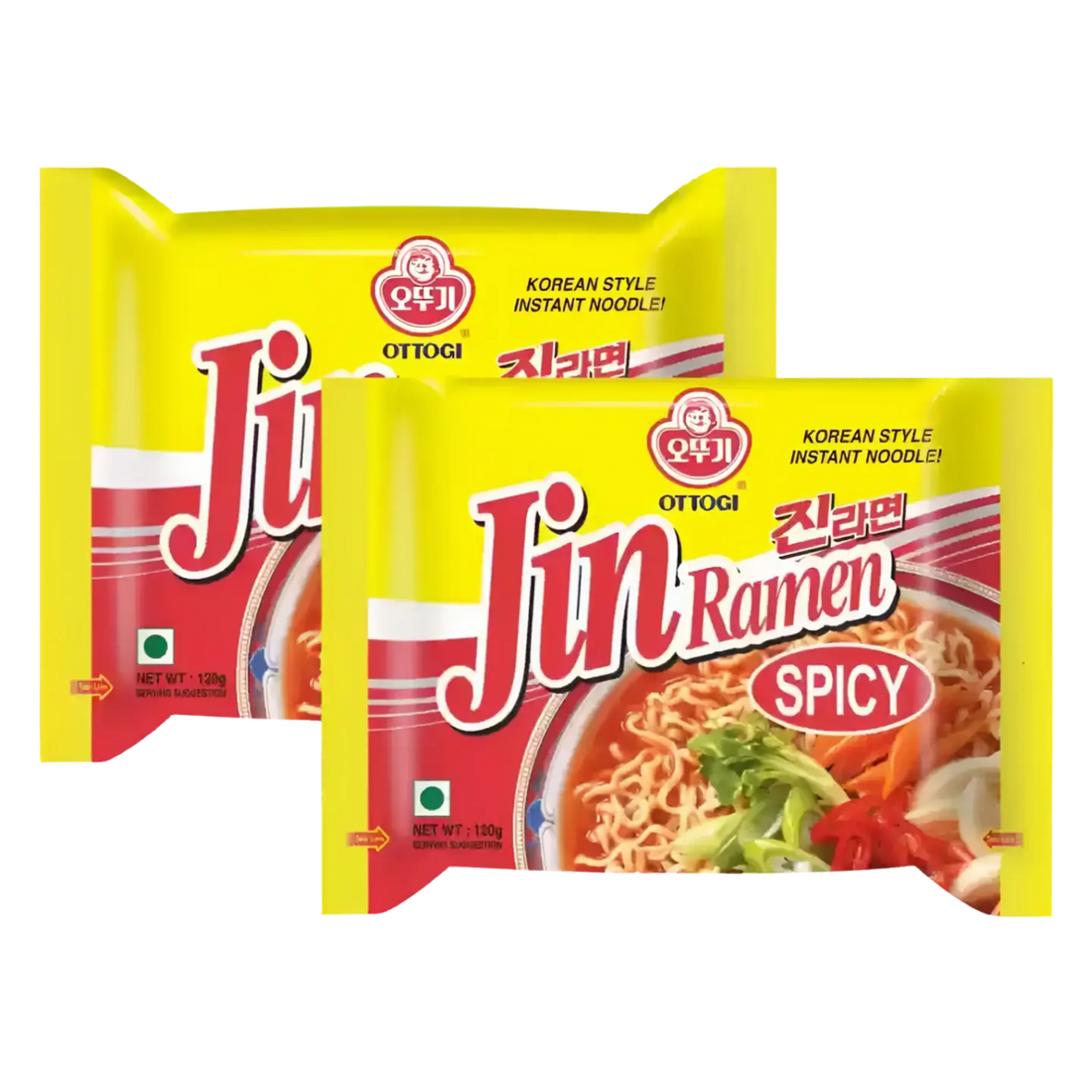 Kjøp Jin Ramen Spicy Korean Instant Noodles - Ottogi, 600g (5x120g) på nett - Fodda.no Asiatiske nettbutikk
