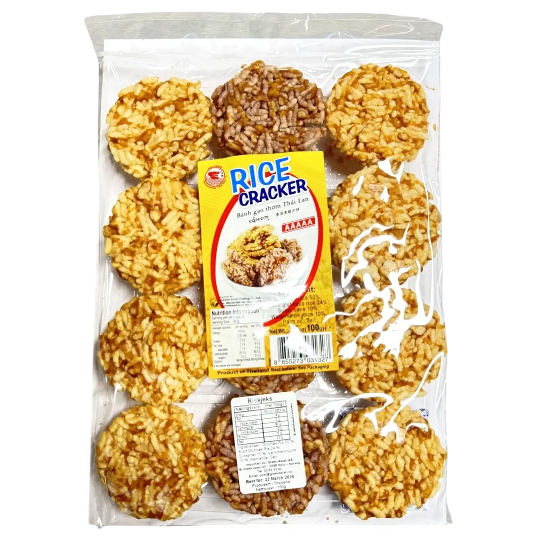 Kjøp Khao Taen Thai Crispy Rice Crackers with Caramelized - Red Dragon, 100g på nett - Fodda.no Asiatiske nettbutikk