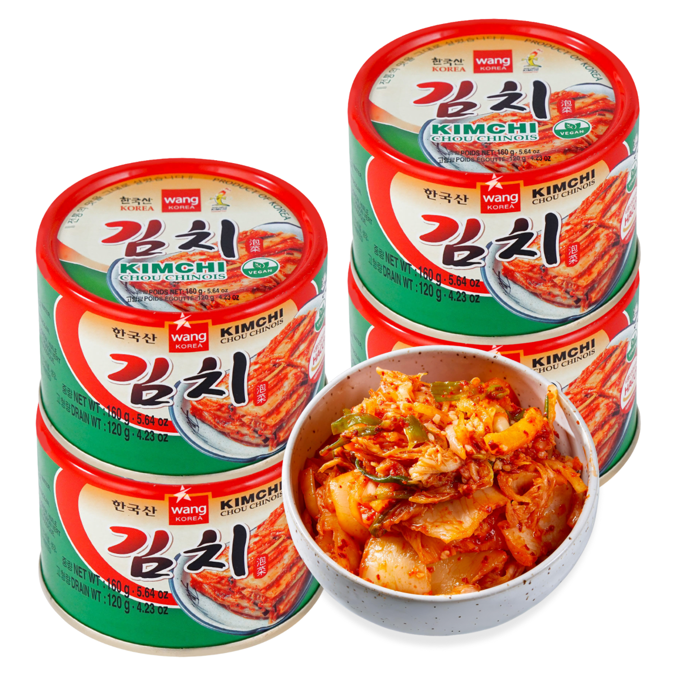 Kjøp 4stk. Wang Koreansk Kimchi av Kinakål, 4x160g på nett - Fodda.no Asiatisk Nettbutikk - Rask levering i hele Norge