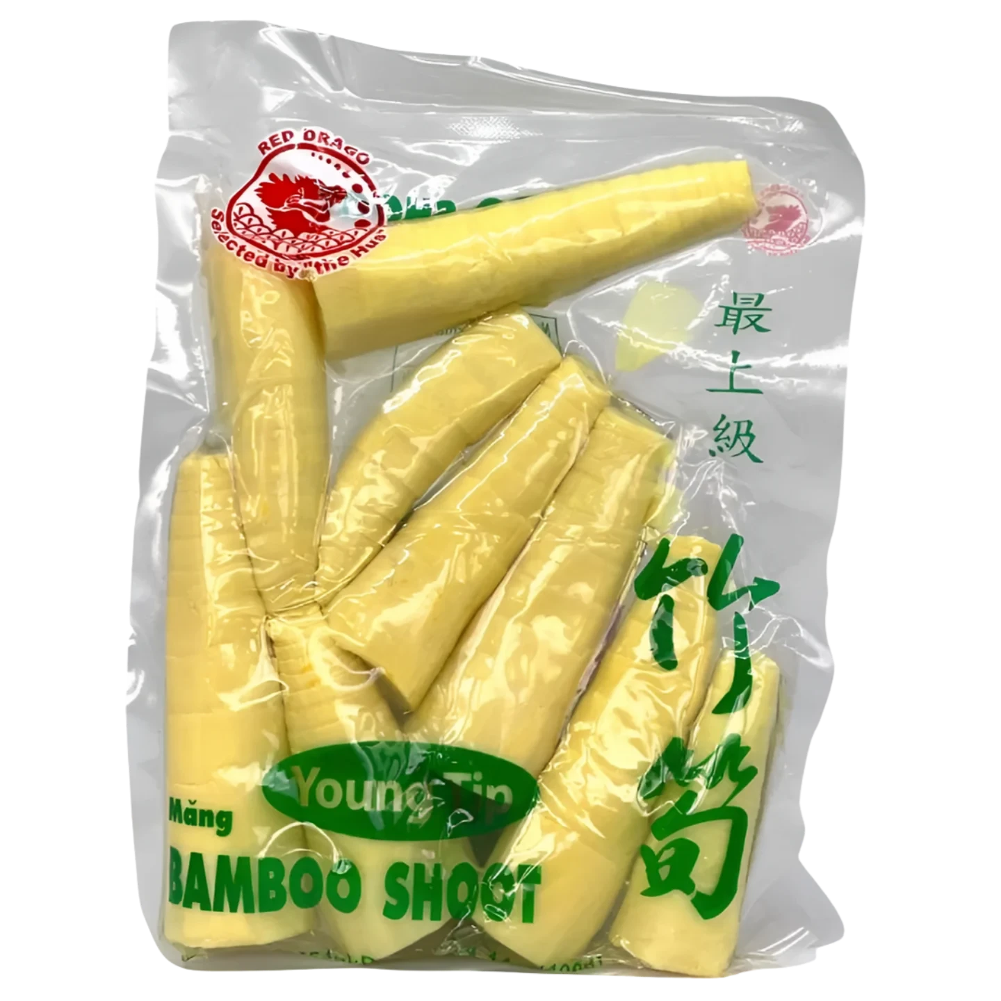 Kjøp Bamboo Shoot Young Tip Vacuum - Red Dragon, 400g - Fodda.no Asiatisk Nettbutikk - Rask levering i hele Norge