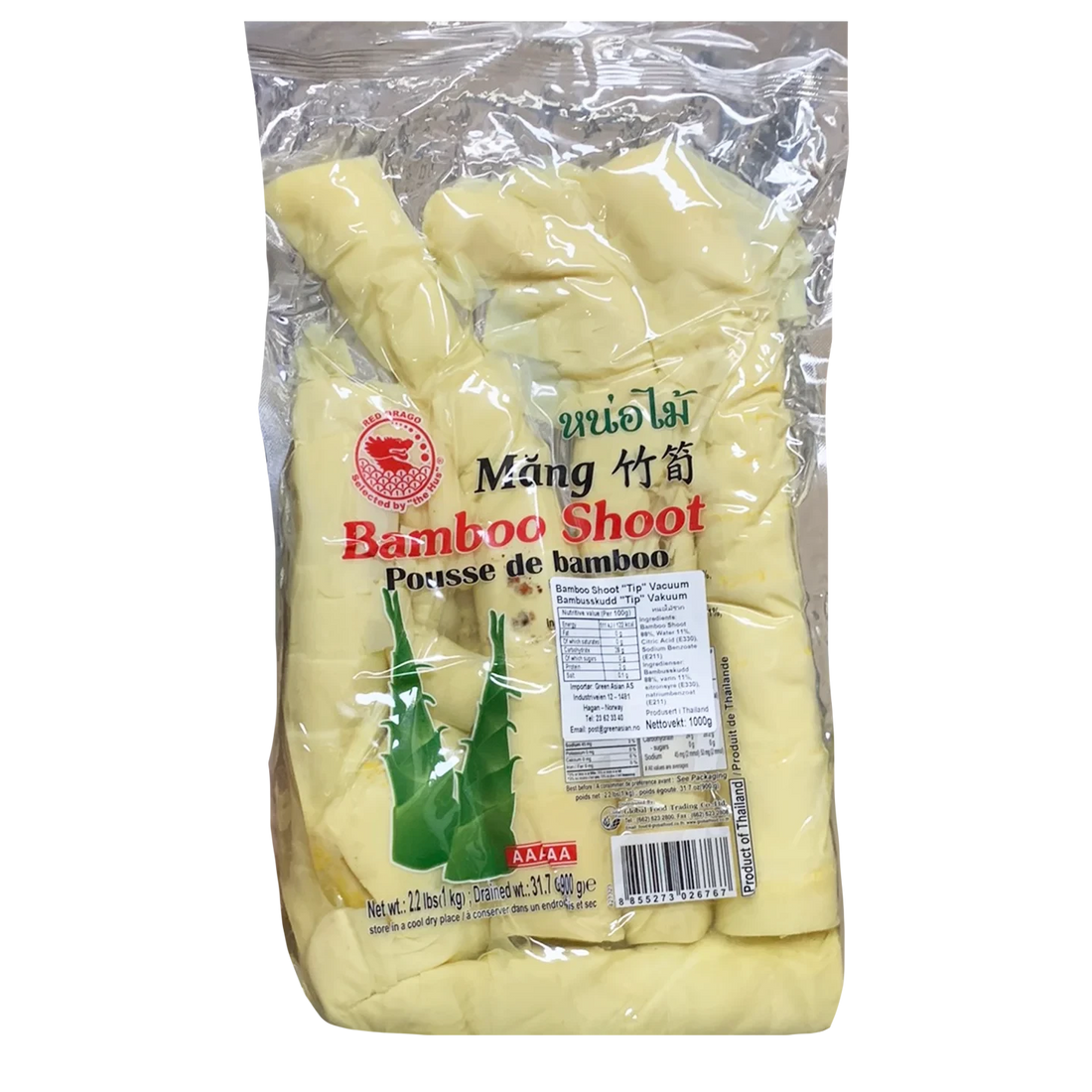 Kjøp Bamboo Shoot (Tip) Vacuum - Red Dragon, 900g - Fodda.no Asiatisk Nettbutikk - Rask levering i hele Norge