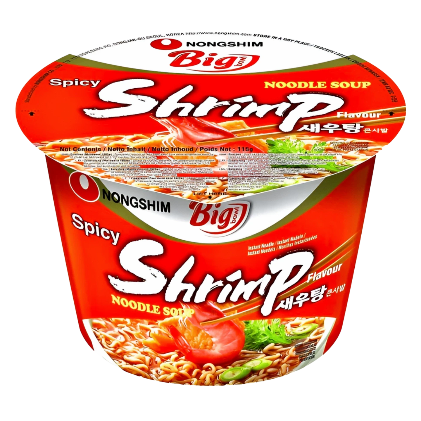 Kjøp Big Bowl Spicy Shrimp Flavour Noodle - Nongshim, 115g - Fodda.no Asiatisk Nettbutikk - Rask levering i hele Norge