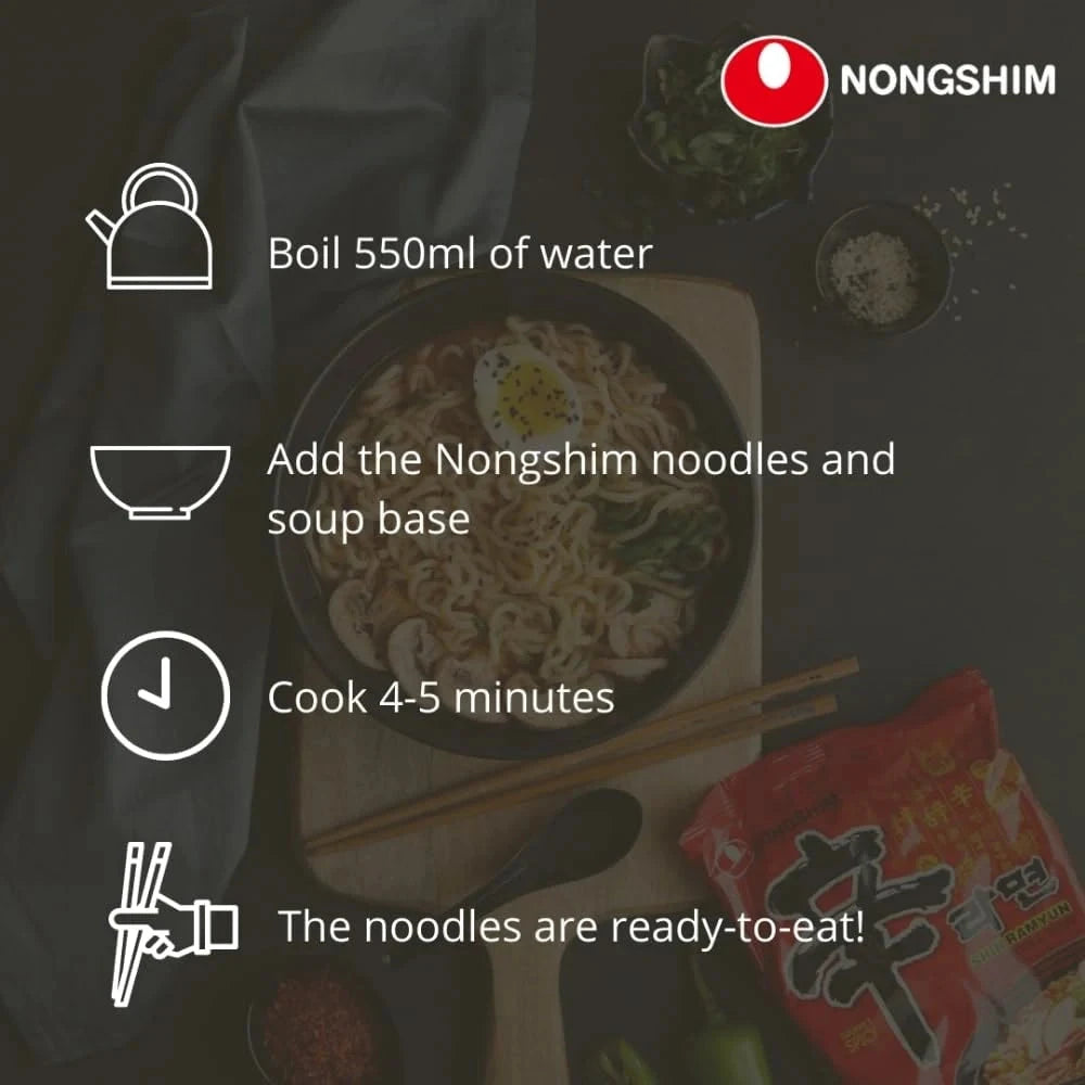 Kjøp Bowl Noodle Hot & Spicy - Nongshim, 100g - Fodda.no Asiatisk Nettbutikk - Rask levering i hele Norge