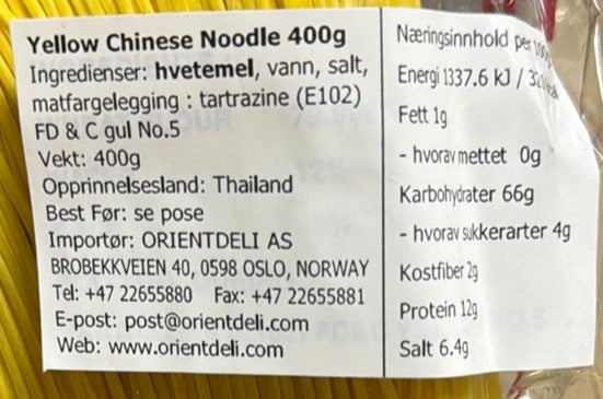 Kjøp Chinese Yellow Noodles - Three Deer Brand, 400g - Fodda.no Asiatisk Nettbutikk - Rask levering i hele Norge