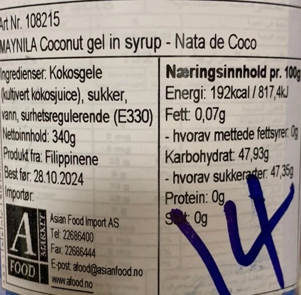 Kjøp Coconut Gel White - Maynila, 340g - Fodda.no Asiatisk Nettbutikk - Rask levering i hele Norge