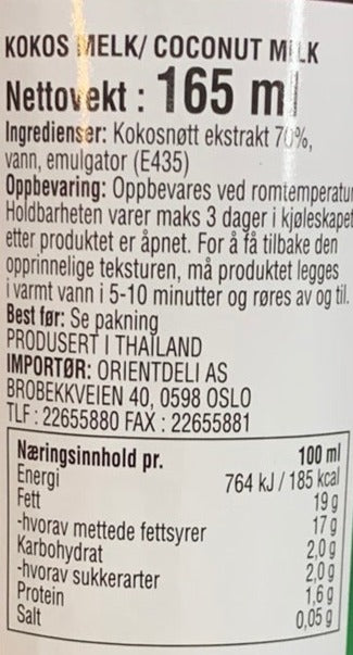 Kjøp Coconut Milk - Aroy-D, 165ml - Fodda.no Asiatisk Nettbutikk - Rask levering i hele Norge