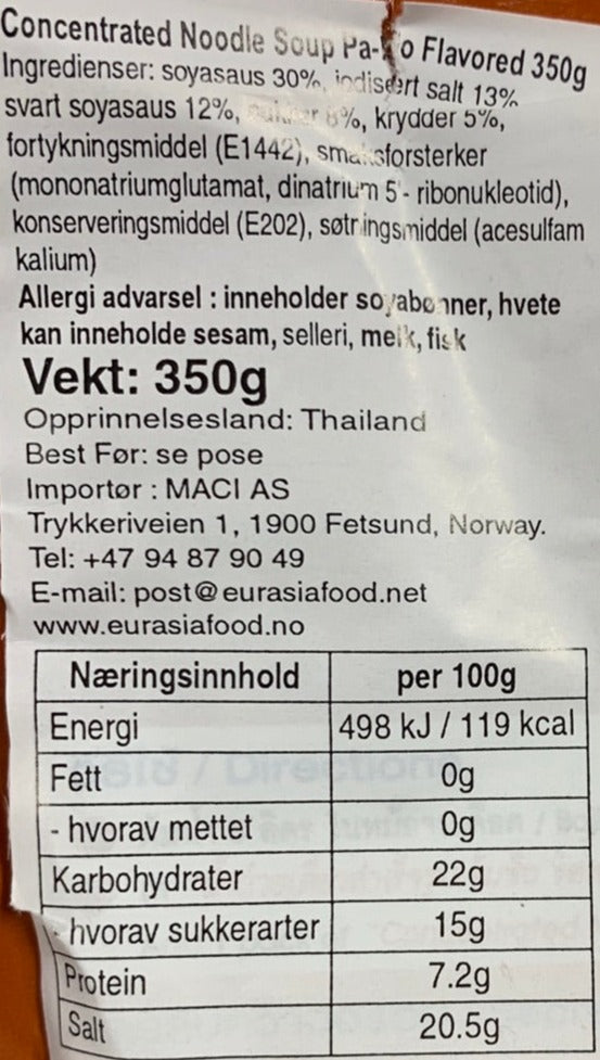 Kjøp Concentrated Noodle Soup Pa-Lo Flavoured (Five Spices Soup) - FahThai, 350g - Fodda.no Asiatisk Nettbutikk - Rask levering i hele Norge