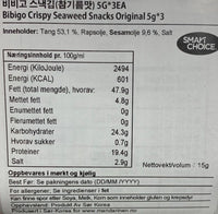 Kjøp Crispy Seaweed Snacks - Bibigo, 3x5g - Fodda.no Asiatisk Nettbutikk - Rask levering i hele Norge