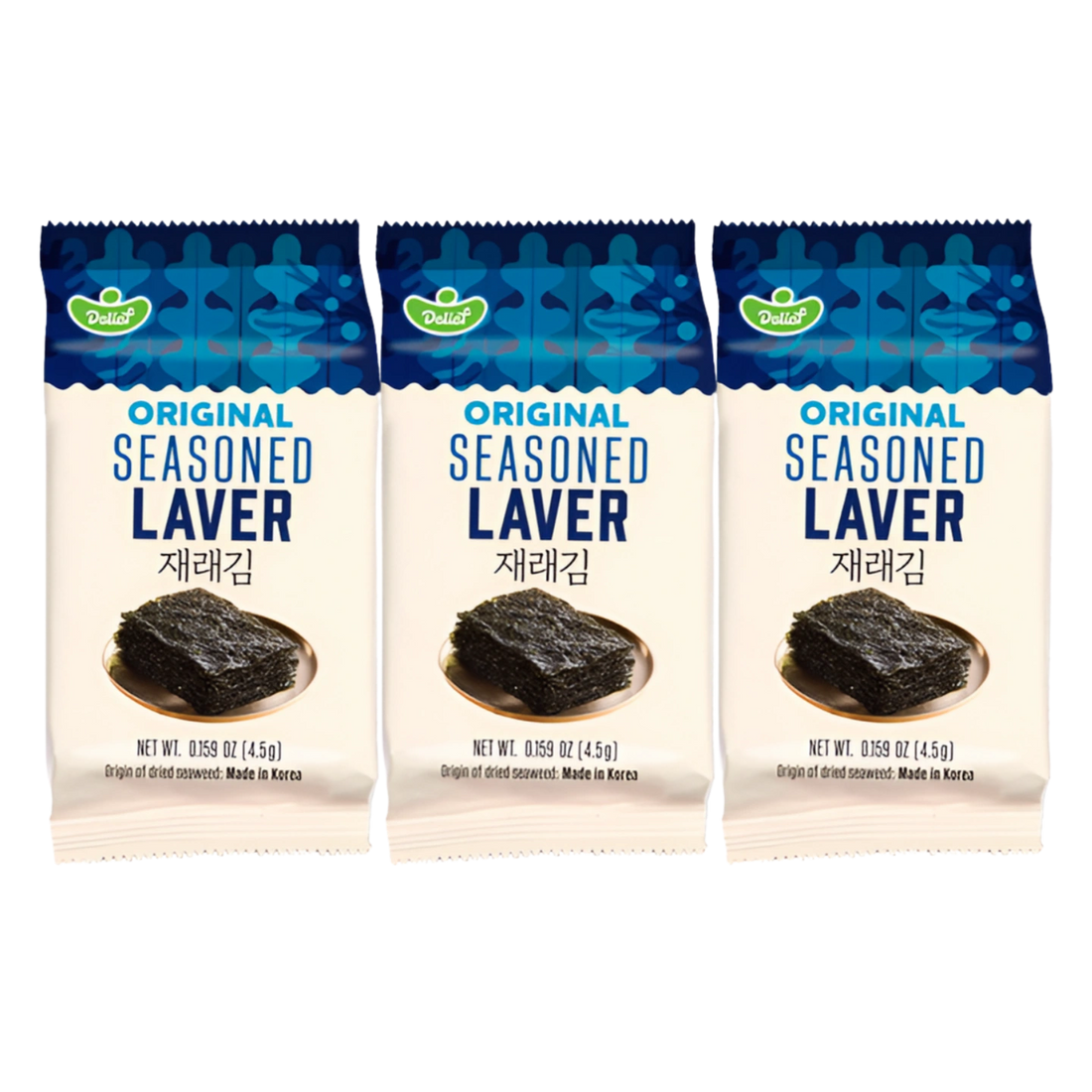 Kjøp Delief Seasoned Laver Snack - Original 3-pakning, 3x4.5g på nett - Fodda.no Asiatisk Nettbutikk - Rask levering i hele Norge