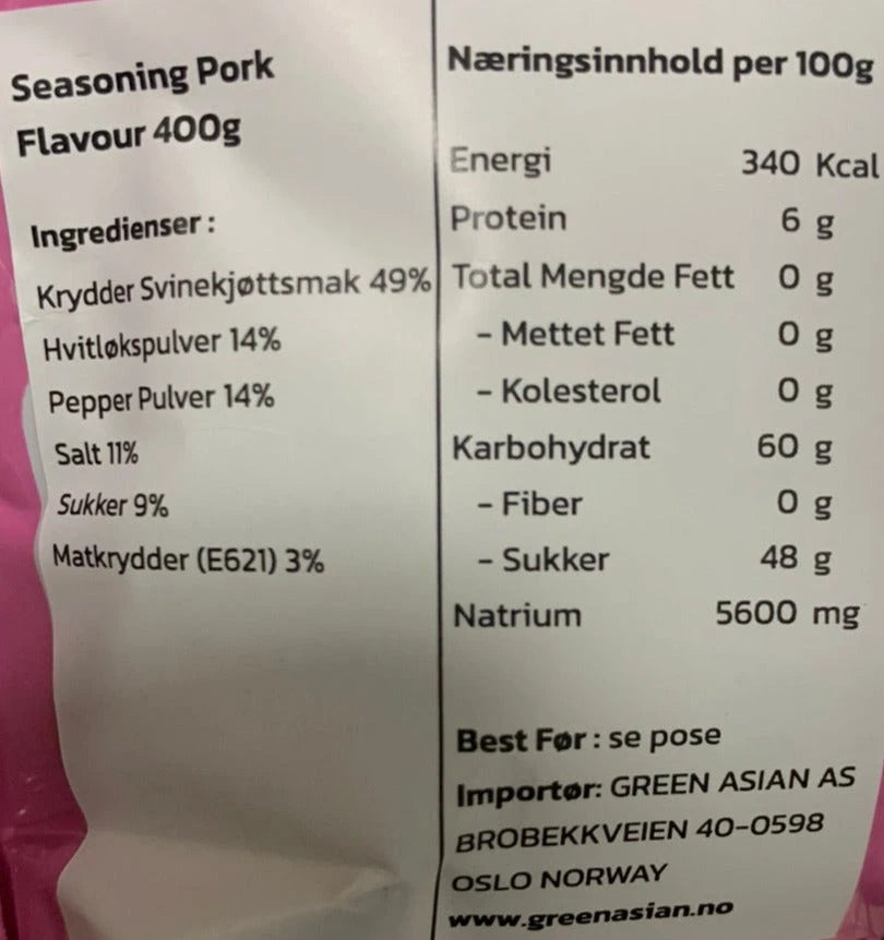 Kjøp Food Seasoning Pork Flavour - No.1, 400g - Fodda.no Asiatisk Nettbutikk - Rask levering i hele Norge