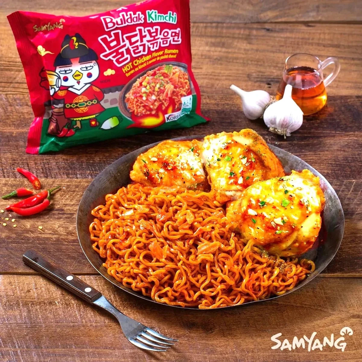 Kjøp Hot Chicken Flavor Kimchi Ramen - Samyang Buldak, 135g - Fodda.no Asiatisk Nettbutikk - Rask levering i hele Norge