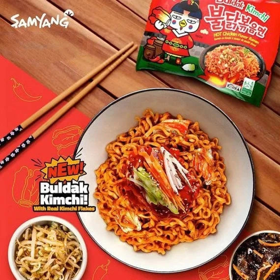 Kjøp Hot Chicken Flavor Kimchi Ramen - Samyang Buldak, 135g - Fodda.no Asiatisk Nettbutikk - Rask levering i hele Norge