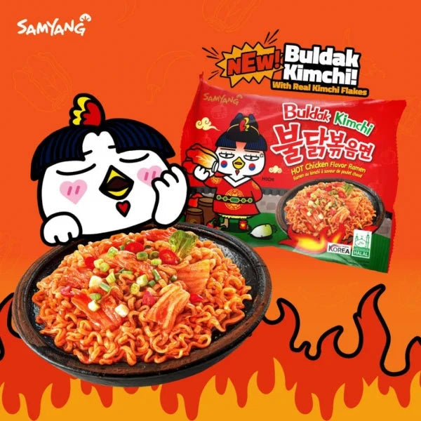 Kjøp Hot Chicken Flavor Kimchi Ramen - Samyang Buldak, 135g - Fodda.no Asiatisk Nettbutikk - Rask levering i hele Norge