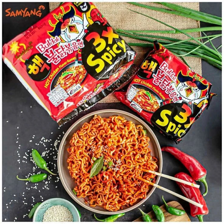 Kjøp Hot Chicken Flavor Ramen 3x Spicy - Samyang Buldak,140g - Fodda.no Asiatisk Nettbutikk - Rask levering i hele Norge