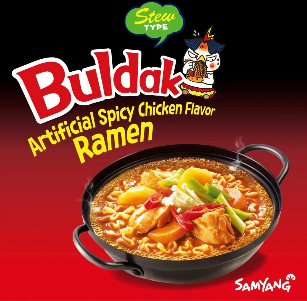 Kjøp Hot Chicken Flavor Stew Ramen - Samyang Buldak, 145g - Fodda.no Asiatisk Nettbutikk - Rask levering i hele Norge