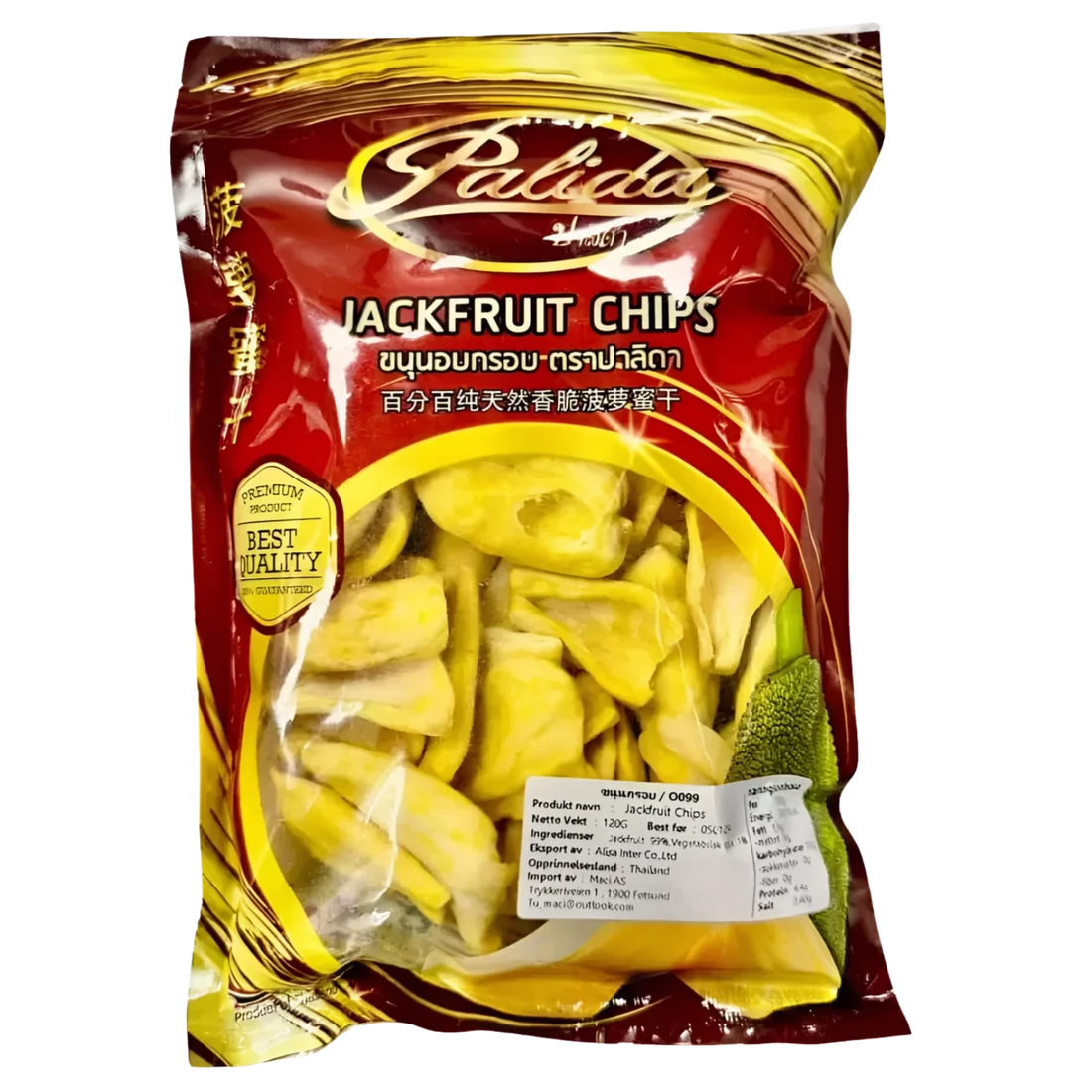 Kjøp Jackfruit Chips - Palida, 120g - Fodda.no Asiatisk Nettbutikk - Rask levering i hele Norge