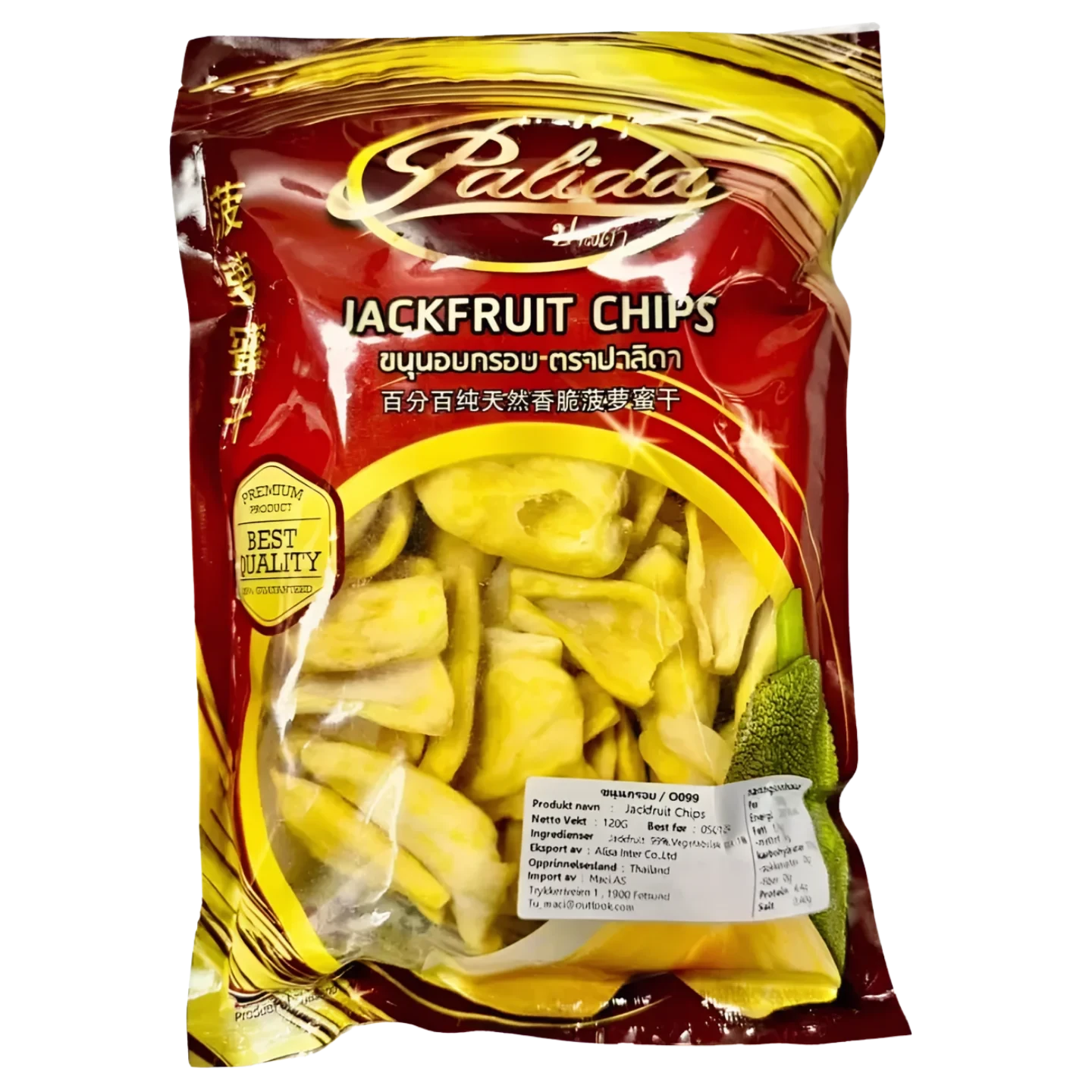 Kjøp Jackfruit Chips - Palida, 120g - Fodda.no Asiatisk Nettbutikk - Rask levering i hele Norge