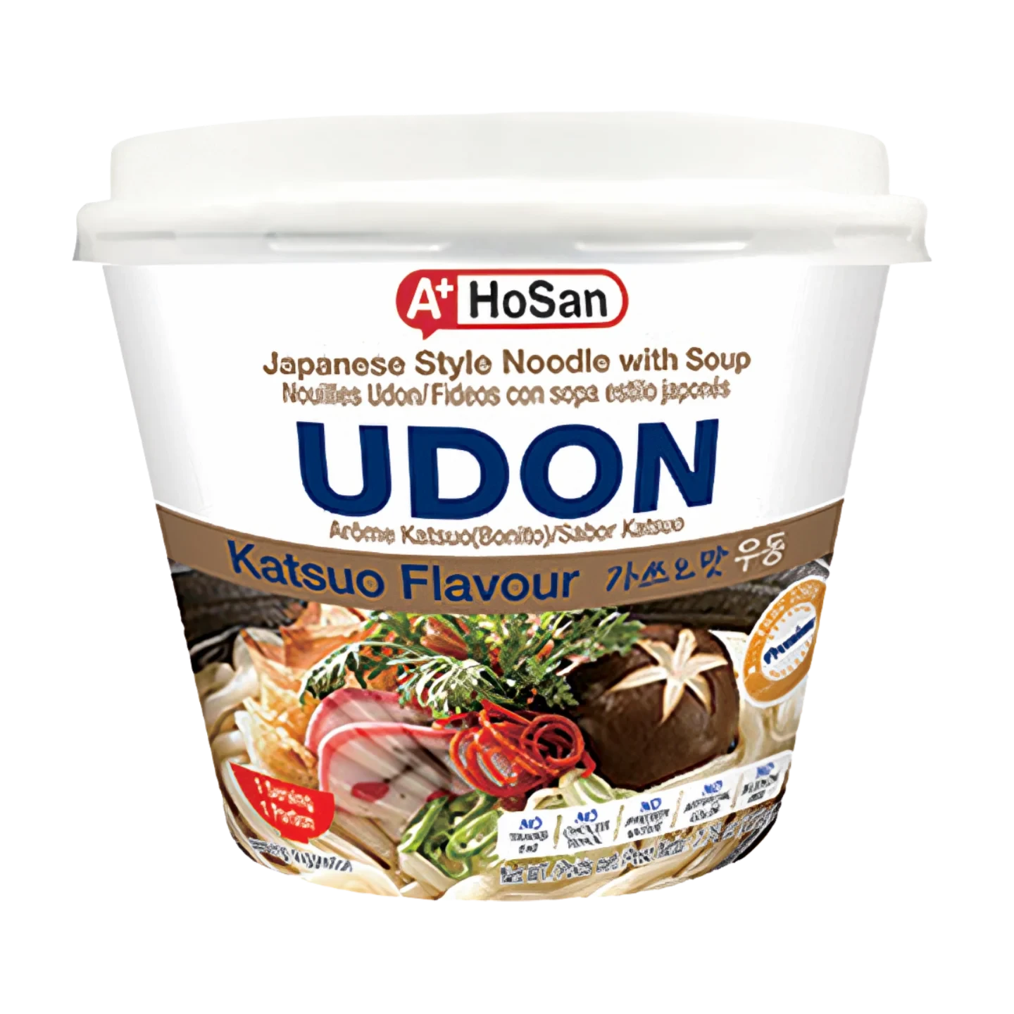 Kjøp Japanese Style Udon Noodle with Katsuo Flavour Soup Big Cup - A+HoSan, 220g - Fodda.no Asiatisk Nettbutikk - Rask levering i hele Norge