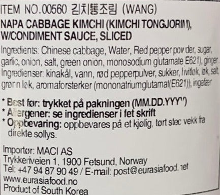 Kjøp Kimchi i Skiver - Wang, 160g - Fodda.no Asiatisk Nettbutikk - Rask levering i hele Norge