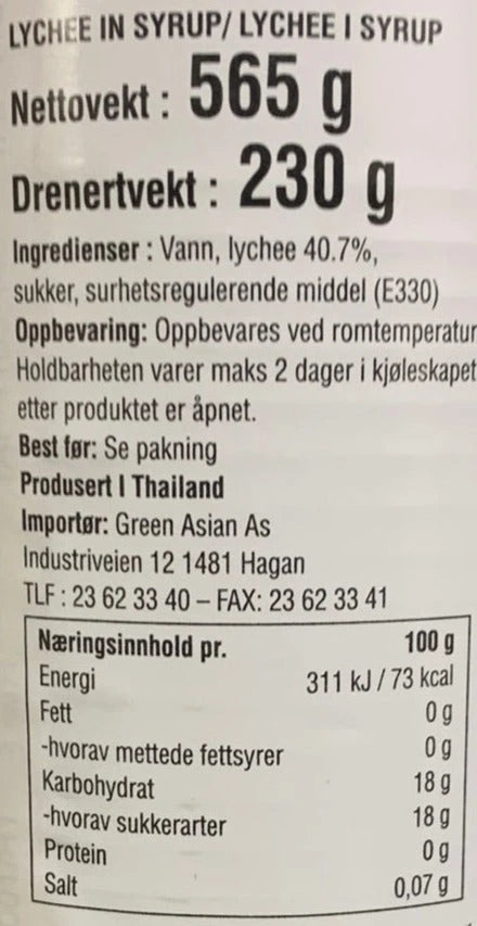 Kjøp Lychee In Syrup - Aroy-D, 565g - Fodda.no Asiatisk Nettbutikk - Rask levering i hele Norge