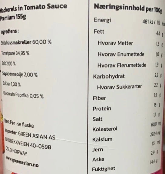 Kjøp Mackerels In Tomato Sauce - Smiling Fish, 155g - Fodda.no Asiatisk Nettbutikk - Rask levering i hele Norge