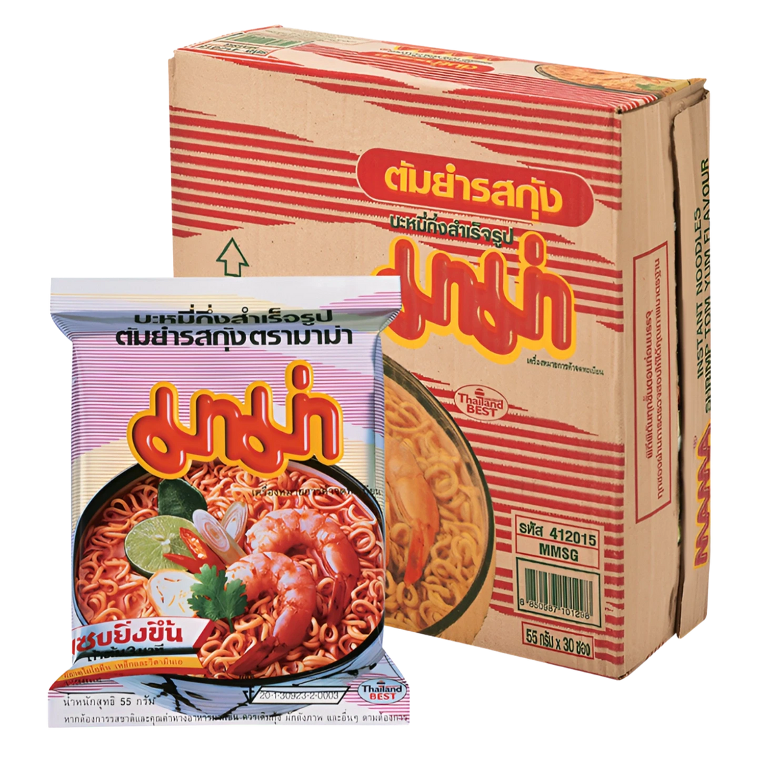 Kjøp Mama Tom Yum Kung Smak Instant Nudler 30-Pakning, 55g på nett - Fodda.no Asiatisk Nettbutikk - Rask levering i hele Norge